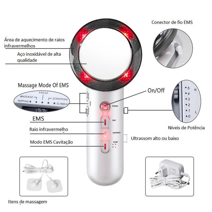 MASSAGEADOR INFRAVERMELHO 3 EM 1 - ACABE COM A GORDURA LOCALIZADA SEM LIPO